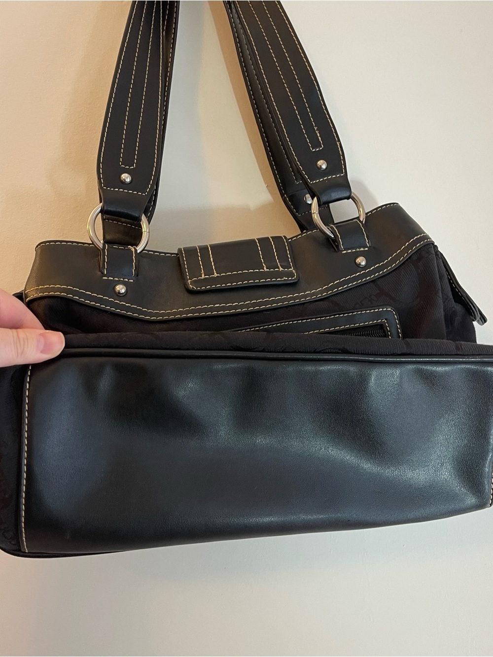 Chaps Black Y2K Baddie Shoulder Bag Purse 2000s 90s Saddle Bit - Picture 6 of 7
